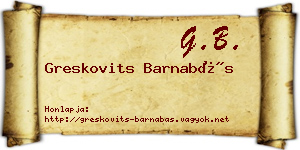 Greskovits Barnabás névjegykártya