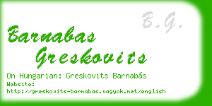 barnabas greskovits business card